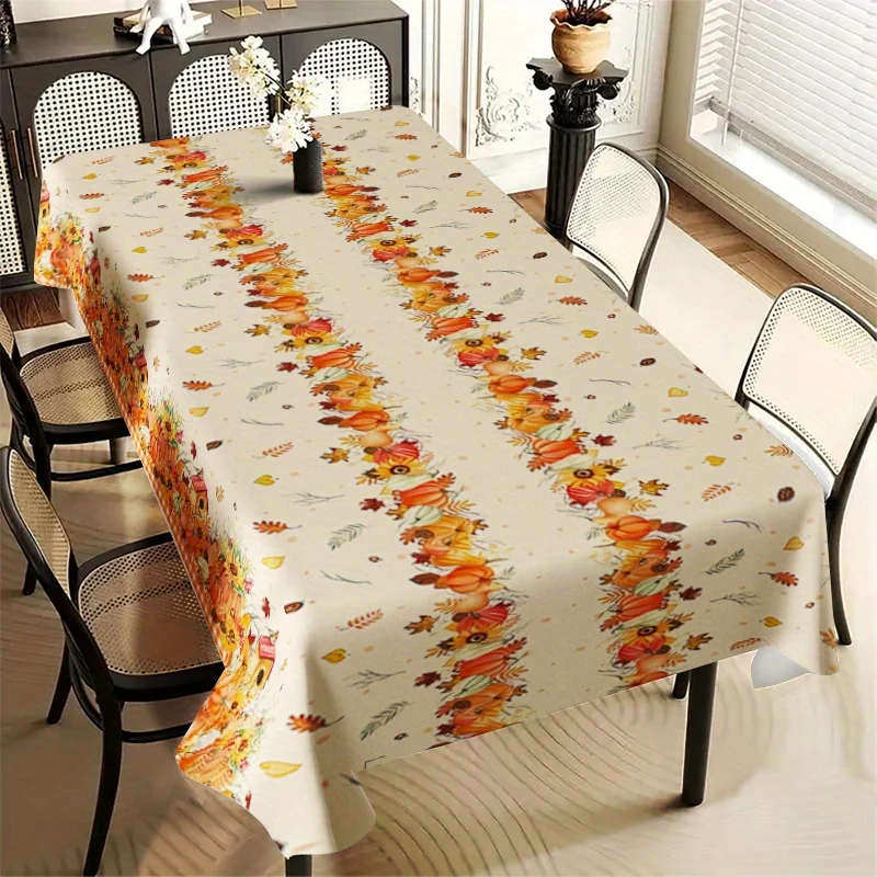 1pc Autumn Thanksgiving Tablecloth - Rectangular - Suitable for Holiday Parties and Picnics for Decorationzyc