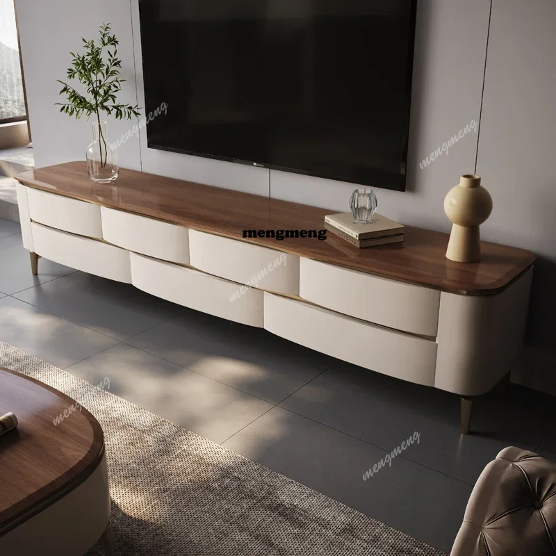 Solid Wood Wall TV Cabinet Italian Light Luxury Modern Living Room Tv Table Universal Display Storage Archivadores Furniture