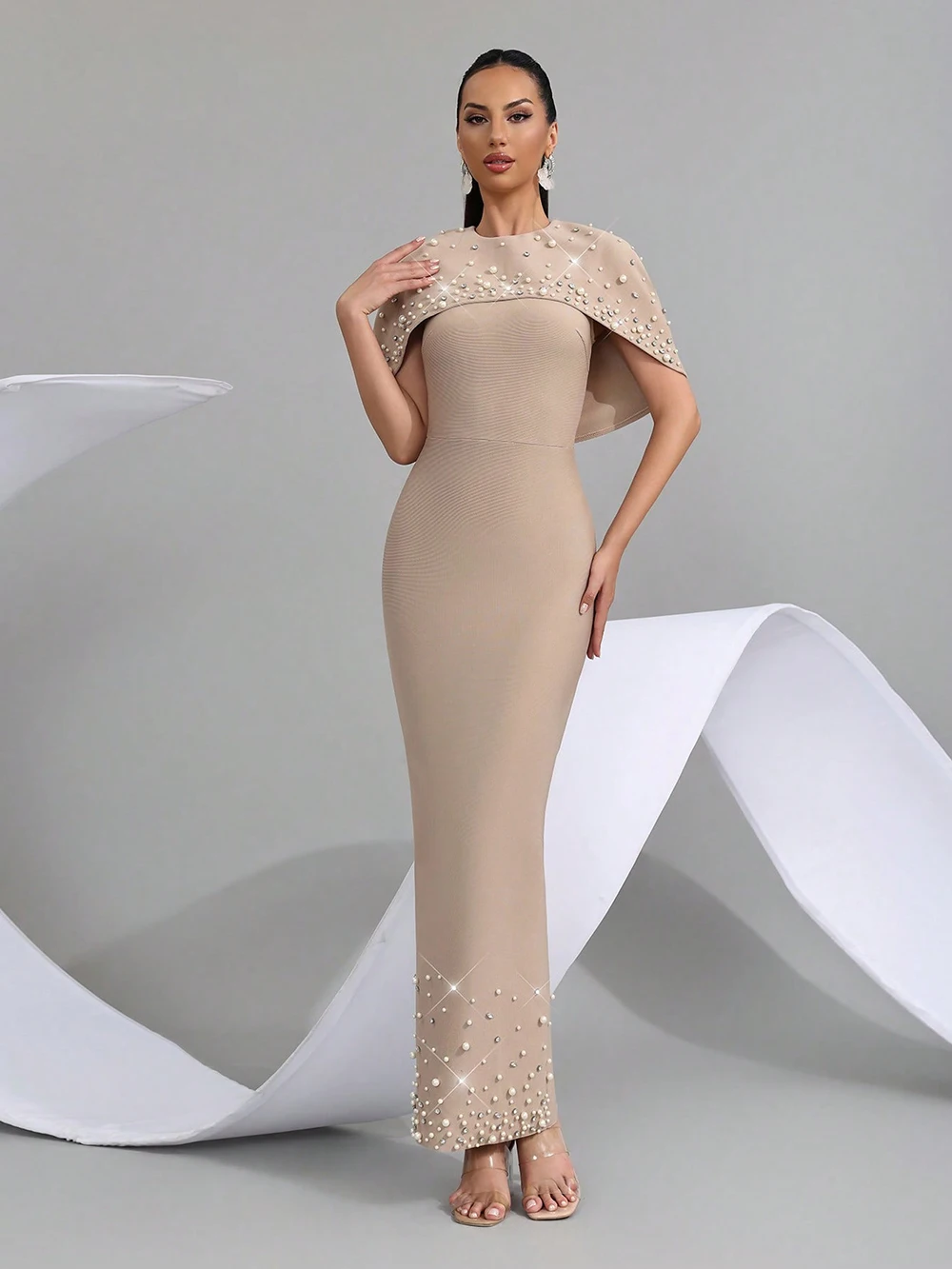 

Новое платье ручной работы с бисером, круглым вырезом и элегантным дизайном, длинное, для дней рождения и пасхальных вечеринок