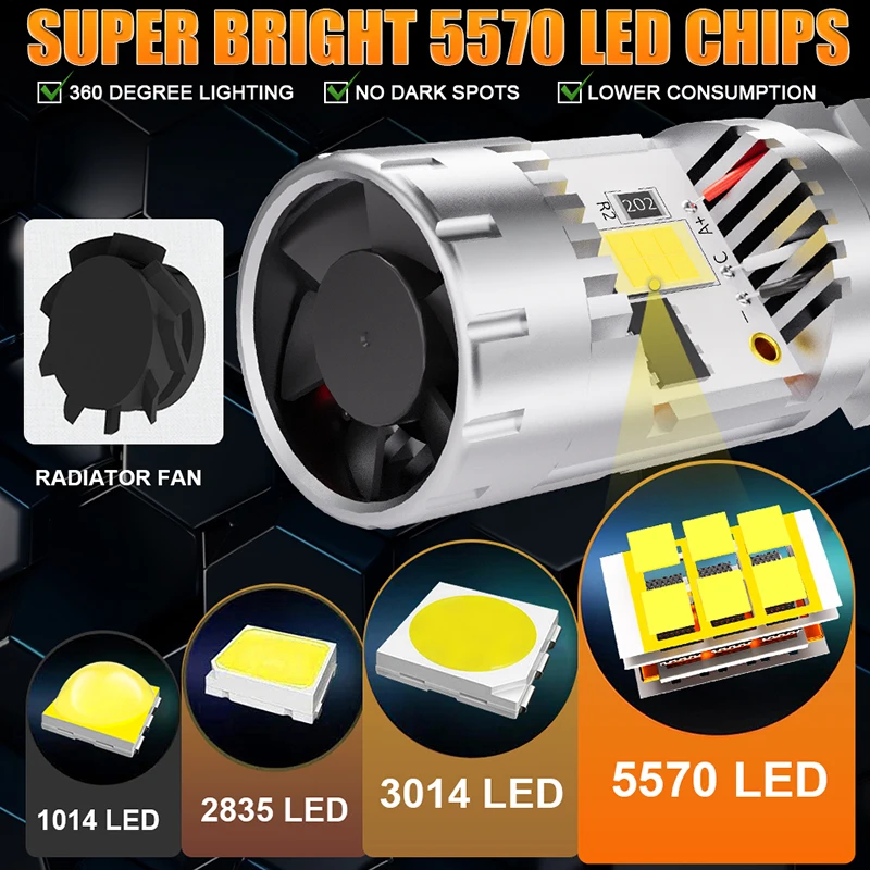 2PCS 7440 W21W LED Bulb 7443 W21/5W T20 Canbus No Hyper Flash Amber Yellow Auto 3156 3157 P27/7W T25 Led Lamp Turn Signal Light