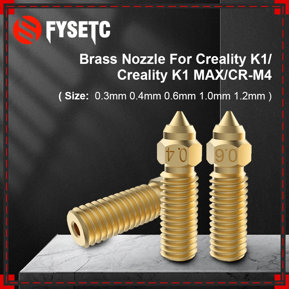 

For Creality K1/K1 Max Nozzle Brass High-speed 3D Printer Nozzles 0.2/0.4/0.6/1.0/1.2mm 1.75mm Filament for K1MAX CR-M4 Sovol