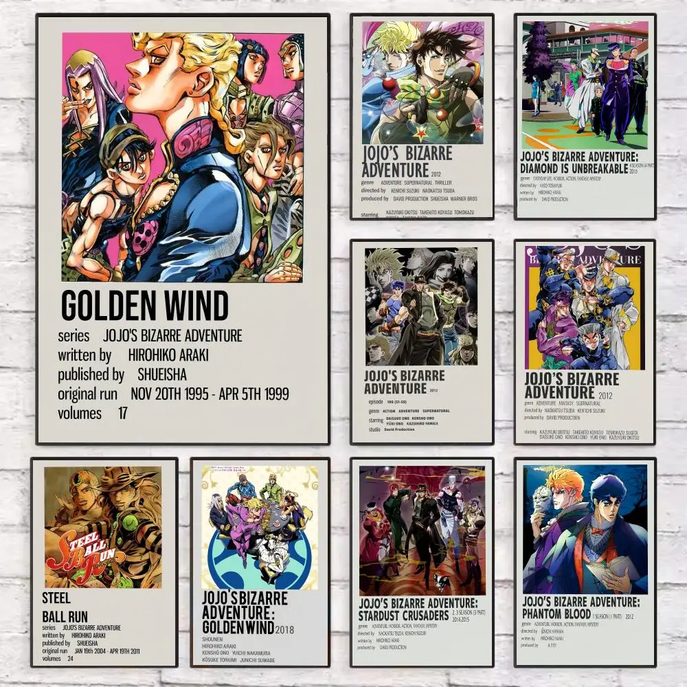 

Anime J-JoJo B-Bizarre Adventure Poster Wall Art Sticky for Living Room Bedroom Office Hallway Bar Home Decor Gift Idea