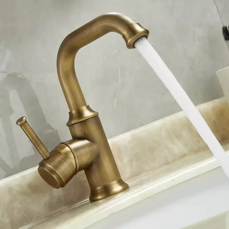 Basin Faucet Total Brass Lead Free Single Lever Hot and Cold Antique Mixer Sink Tap Bathroom Mixer