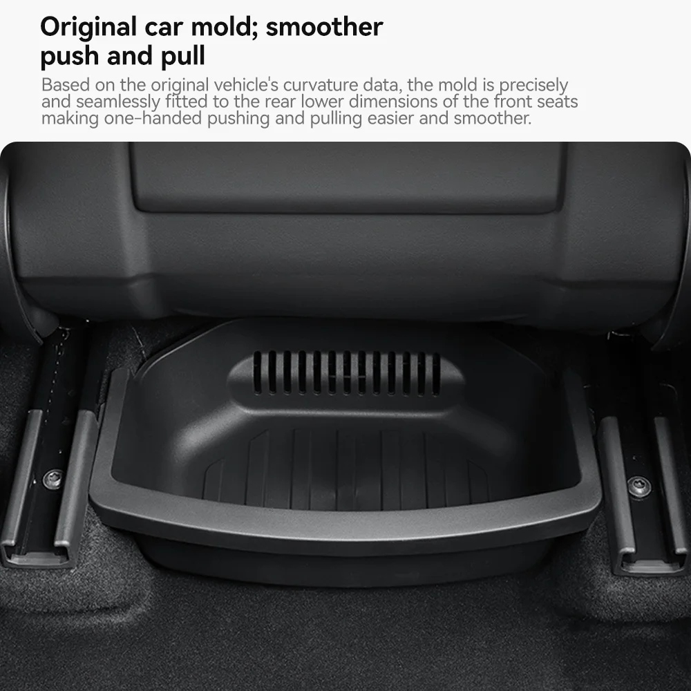 YZ TPE Under Seat Storage Box For Tesla Model Y 6-Seat Front Rear Lower Drawer Organizer Tray Stowing Holder Car Interior - view 4