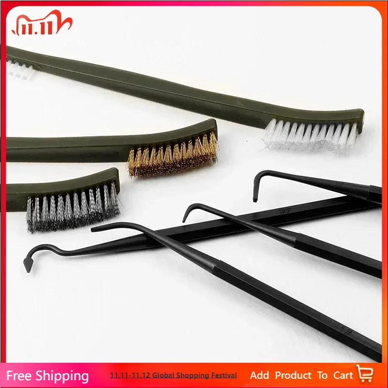 

Universal Tactical Gun Cleaning Kit Double-End Steel Wire Brush & Nylon Pick Set for Hunting Rifles