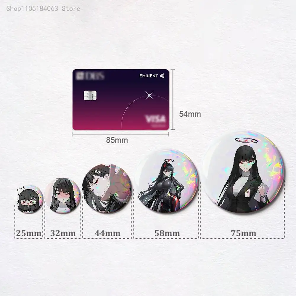 B-Blue A-Archive Rio 32mm 58mm 75mm 44mm 25mm Anime Badges Brooches DIY Pins Decorations Birthday Gifts
