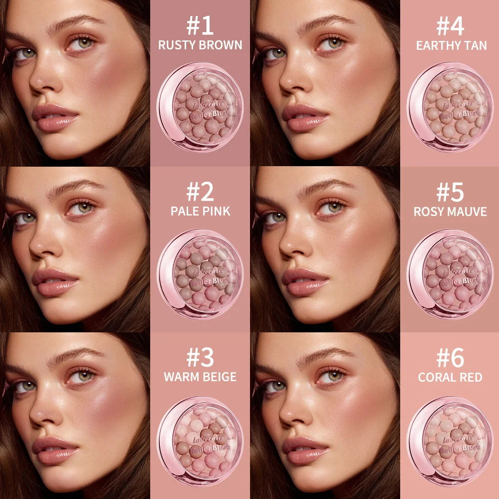 Lakerain Roller Blush Long-lasting Holding Natural Makeup Blusher Lightweight Shimming Spherical Blush Powder Beads Cosmetics