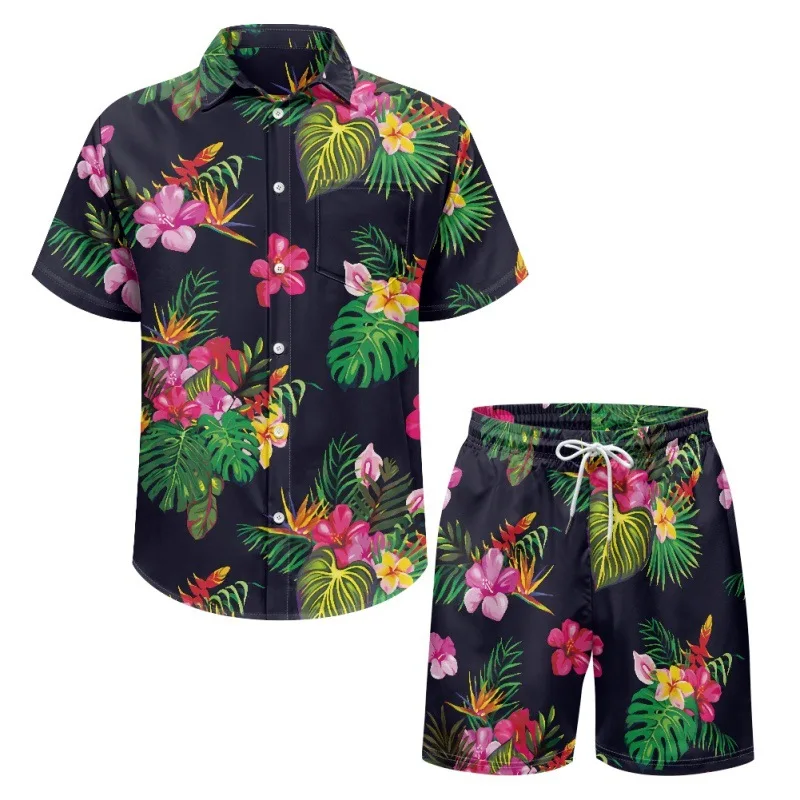 Ensemble chemise et short de plage College en 3D pour hommes, survêtement hawaïen, chemises trempées, vêtements unisexes, mode, 2 pièces