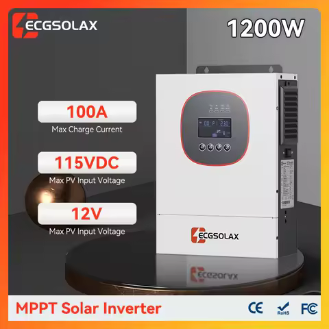 ECGSOLAX 1.2KW Hybrid Solar Inverter 12V Off-grid Solar Hybrid Inverter With 50A MPPT Charge Controller PV Max 450V