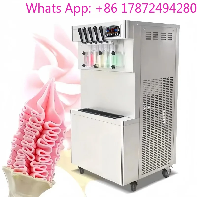 Commercial  Top Vertical 3 5 7 Flavors Soft Ice Cream Machine Fastfood Restaurant Soft Ice Cream Maker Slush Machine