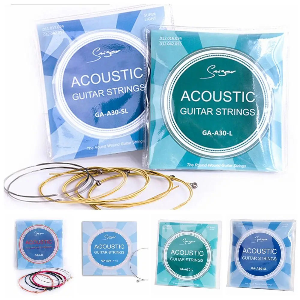 10pcs 1-6 Strings Acoustic Guitar Strings Steel GA-A30 Guitar Single String Full Smooth Good Sound Folk Guitar Strings