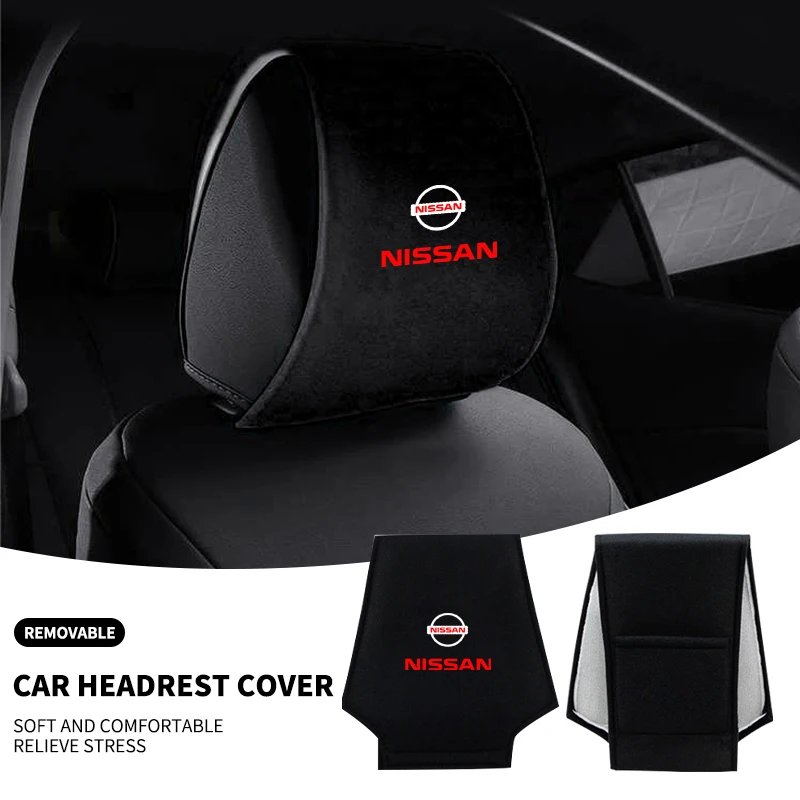 Car Headrest Protector Case Headrest Cover Car interior Accessories For Nissan Qashqai X J10 J11 Trail Tiida Teana Pulsar Altima