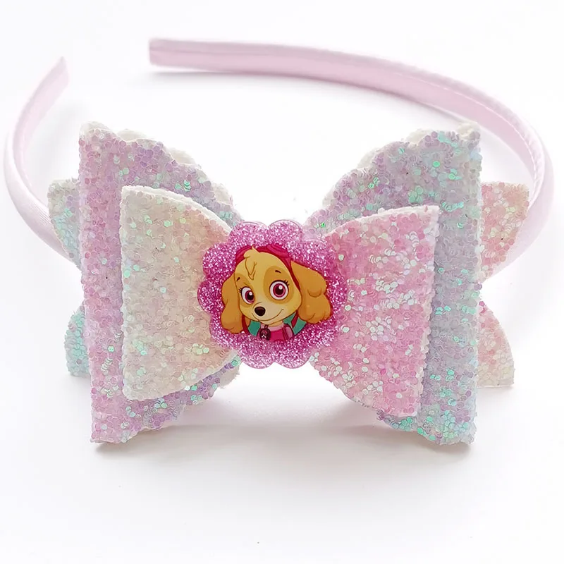 Paw Patrol Skye Baby Shiny Bow Headband Cartoon Cute Girl Newborn Headband Headwear Kids Jewelry Birthday Christmas Party Gift