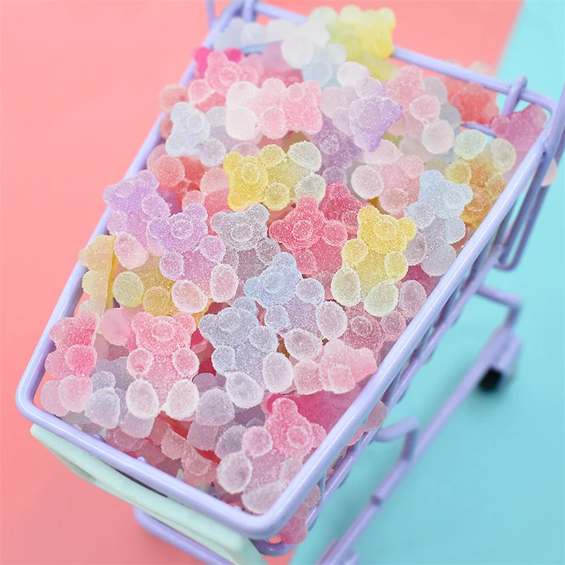 10pcs Kawaii Accessories Soft Candy Nail Art Charms 3D Heart/Star/Bear Nail Decorations DIY Cartoon Rhinestones Jewelry Supplies