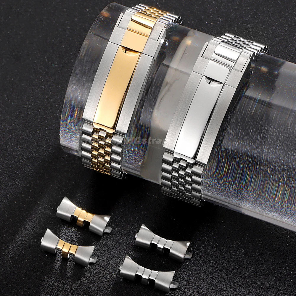 Curved End Watch Band 20mm 21mm for Rolex DAYTONA SUBMARINER Yacht-Master GMT Luxury Stainless Steel Strap for Jubilee Bracelet