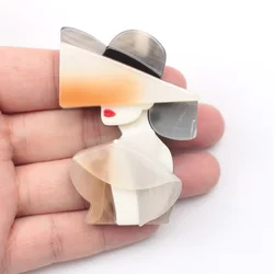 handmade fashion accessories acrylic cartoon women portrait brooches popular clothing bag accessories