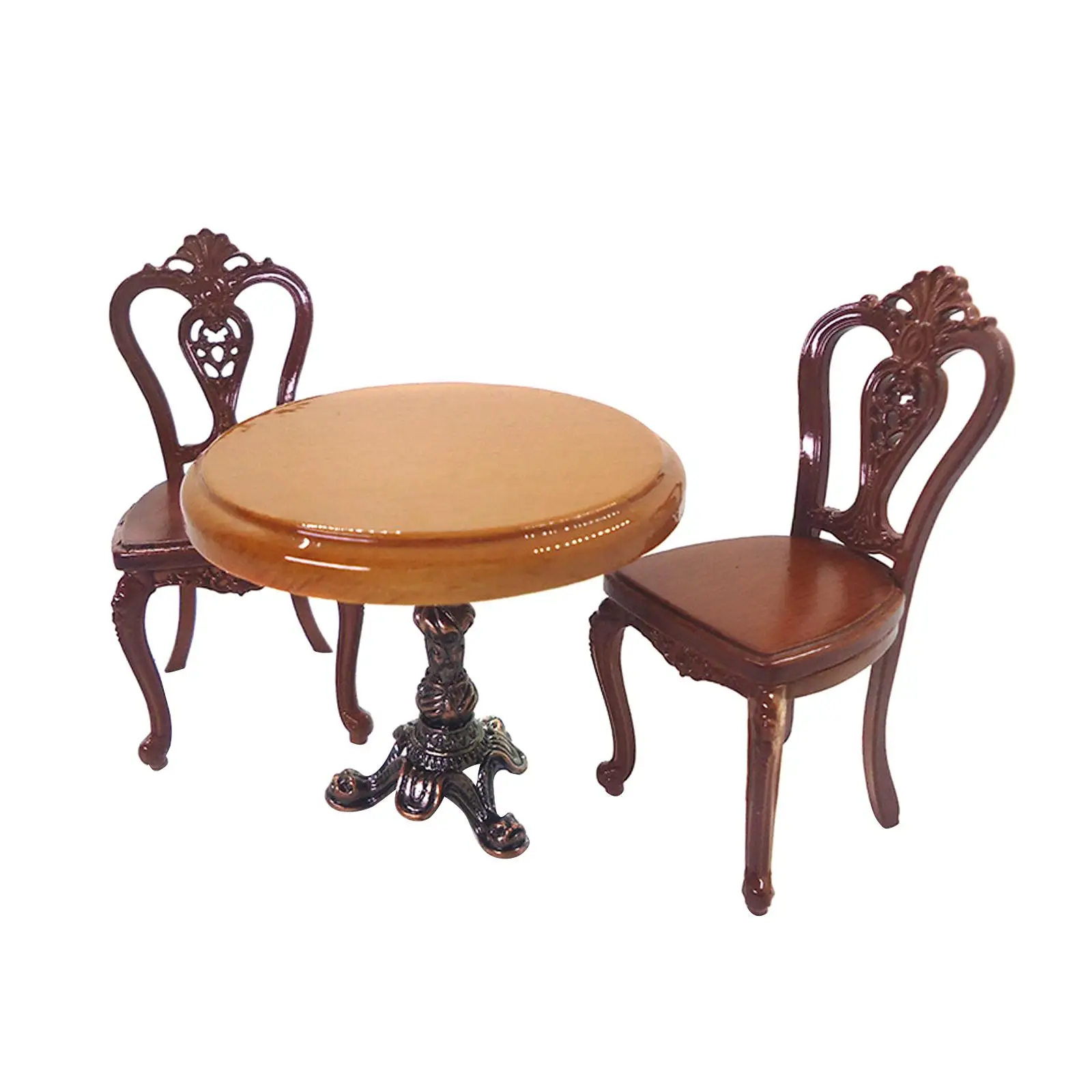 

3x 1:12 Dollhouse Round Table and Chairs Life Scene Kitchen Ornaments