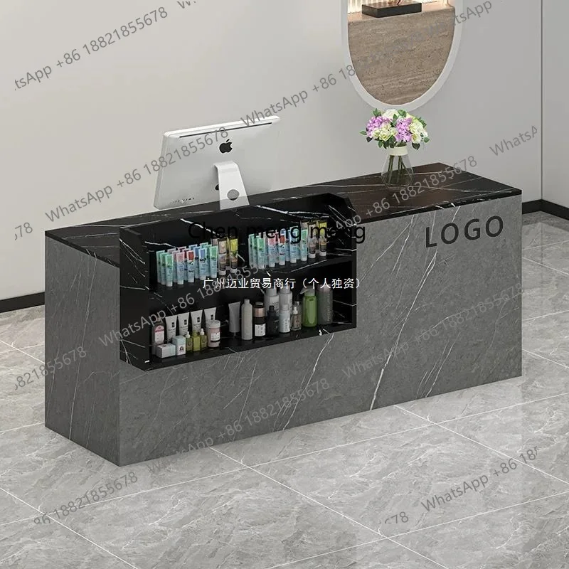 Caja de cajero, mesa de gabinete de supermercado moderna y sencilla, salón de belleza, tienda de ropa, recepción, mostrador de recepción