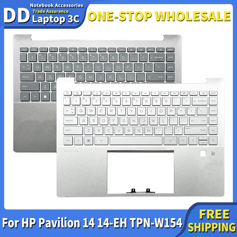 

Original New US Keyboard for HP Pavilion 14 14-EH TPN-W154 Laptop Backlit Palm rest Upper Cover Top Case Replacement N10393-001