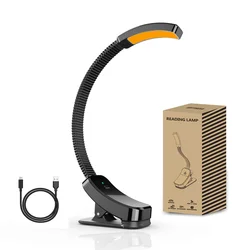 Blue light Blocking Book Light Rechargeable USB Clip On No blue Amber LED Light for Reading Eye Healthy Stepless Dimming Lamps