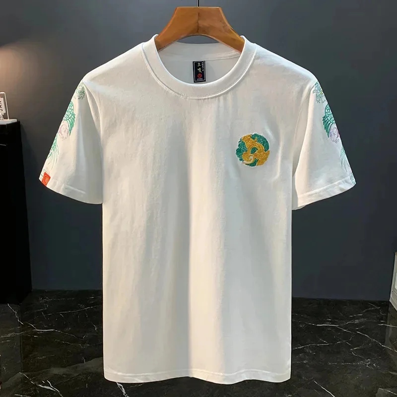 

Летняя мужская футболка с короткими рукавами и вышивкой в китайском стиле, новая этническая одежда, модный повседневный топ