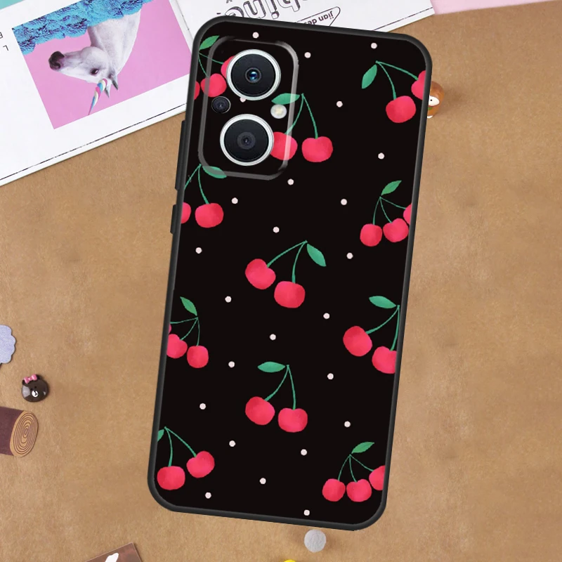 Cherry Pattern For OPPO Reno 11F 10 11 Pro 4Z 5Z 8T 4 5 6 7 8 Lite OPPO Find X3 X6 Pro X2 Neo X5 Lite Case