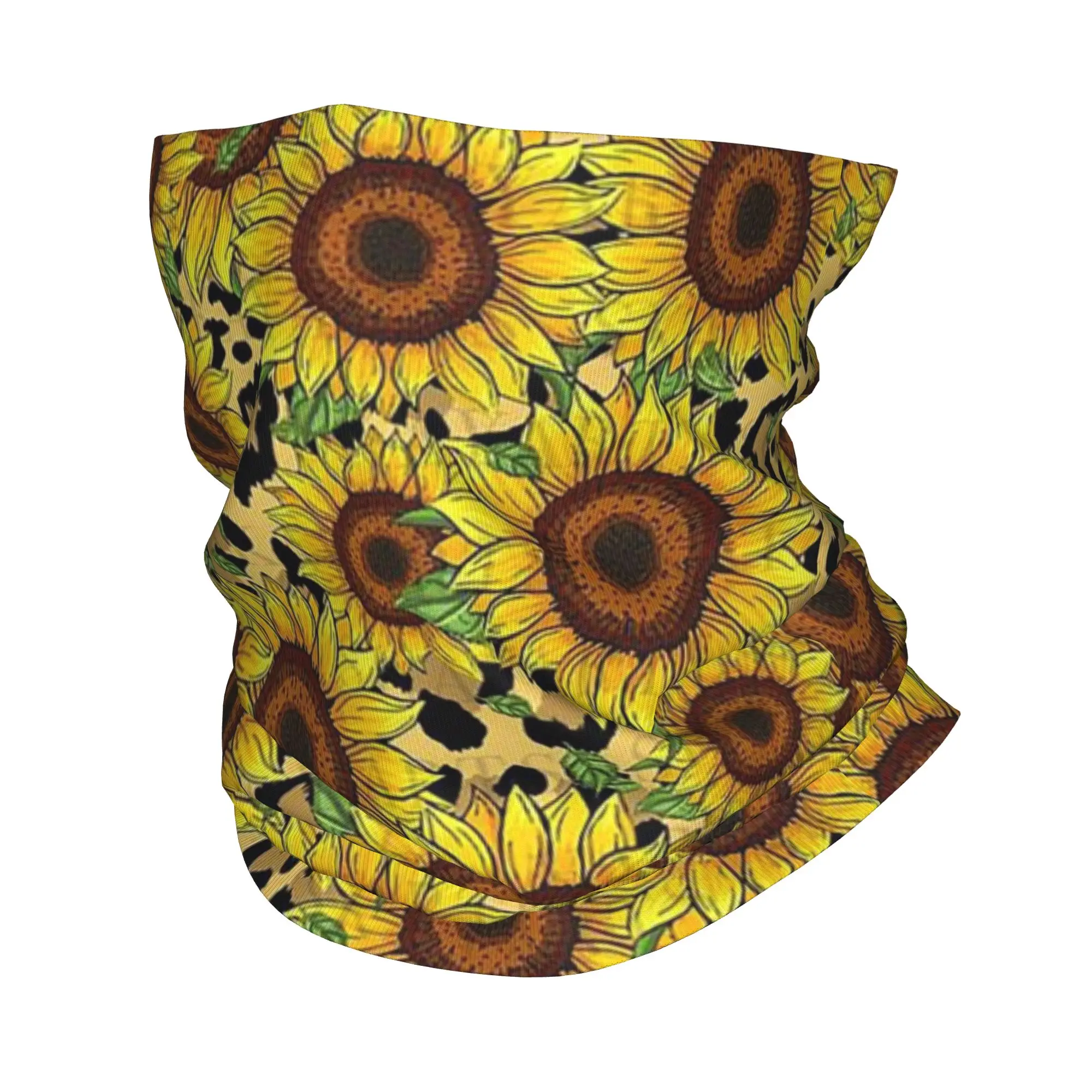 

Sunflower and Leopard Print Bandana Neck Gaiter Printed Wrap Mask Scarf Warm Cycling Scarf Cycling For Men Women Adult