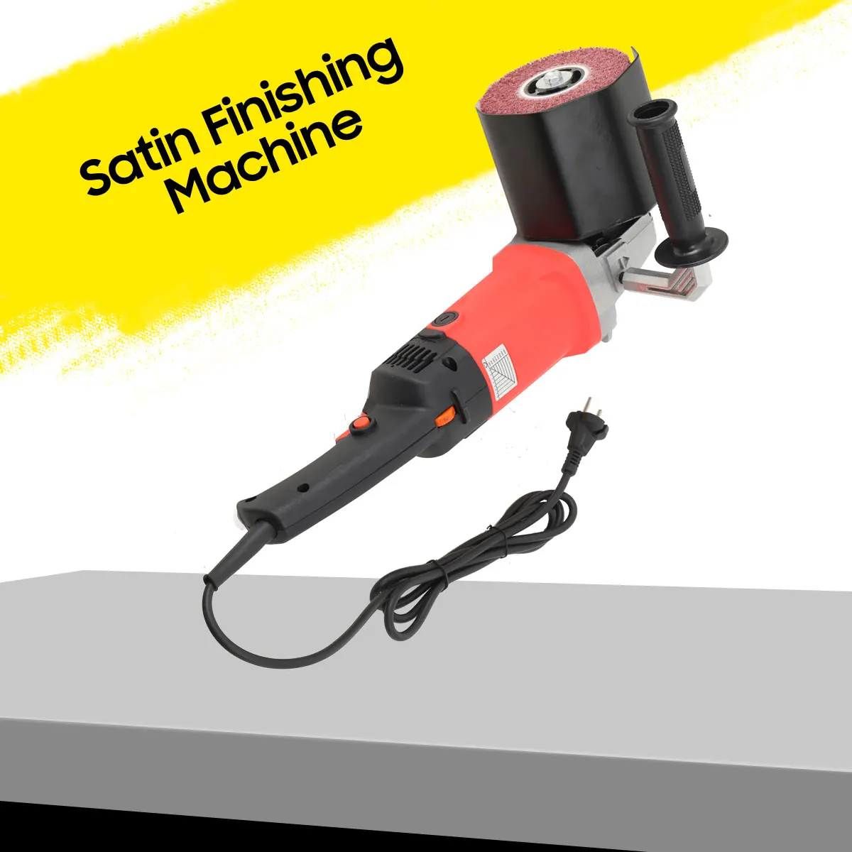 Image of Poliermaschine Satin-Finishing-Maschine 1400W 220V Doppelgangschaltung Metall Tragbare Drahtziehmaschine Einstellbare Geschwindigkeit Rollenpoliermaschine