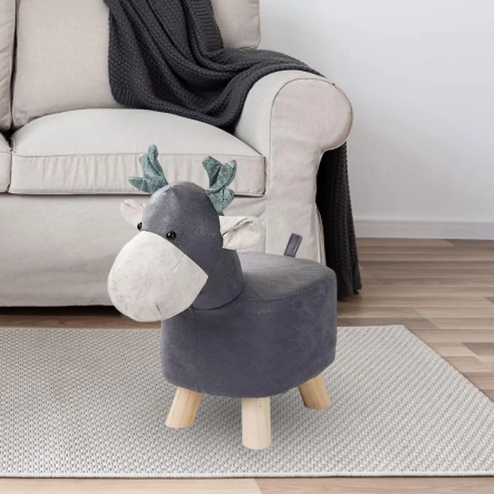 Animal Footstool Shoes Changing Chair Cute Footrest Ottoman Deer Bench for Porch, Entryway, Bedroom, Living Room, Indoor Outdoor