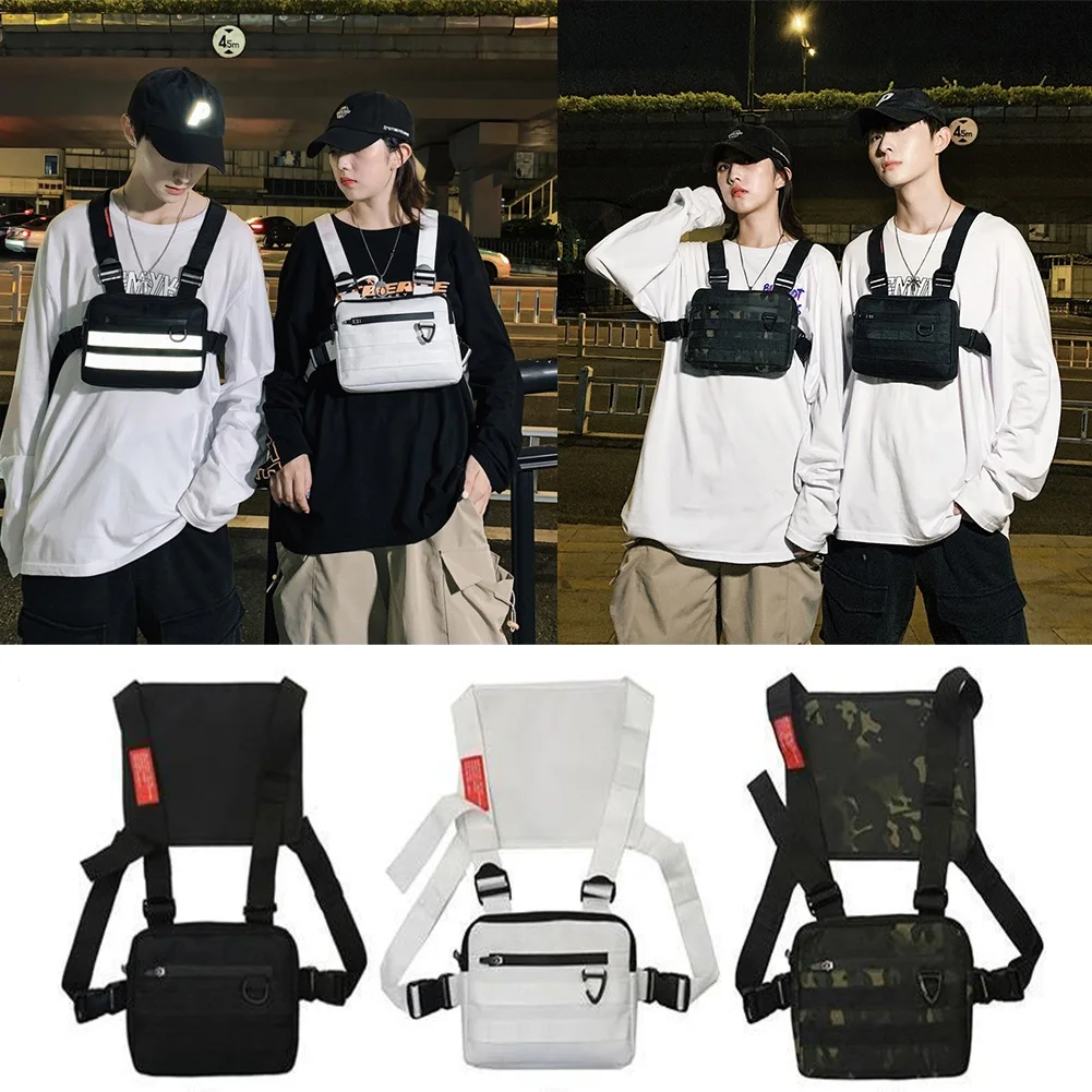 

Fashion Streetwear Hip-Hop Chest Bag Women Men Vest Oxford Cloth Fanny Pack Tactical Two Straps Chest Rig Bag For Outdoor Sports