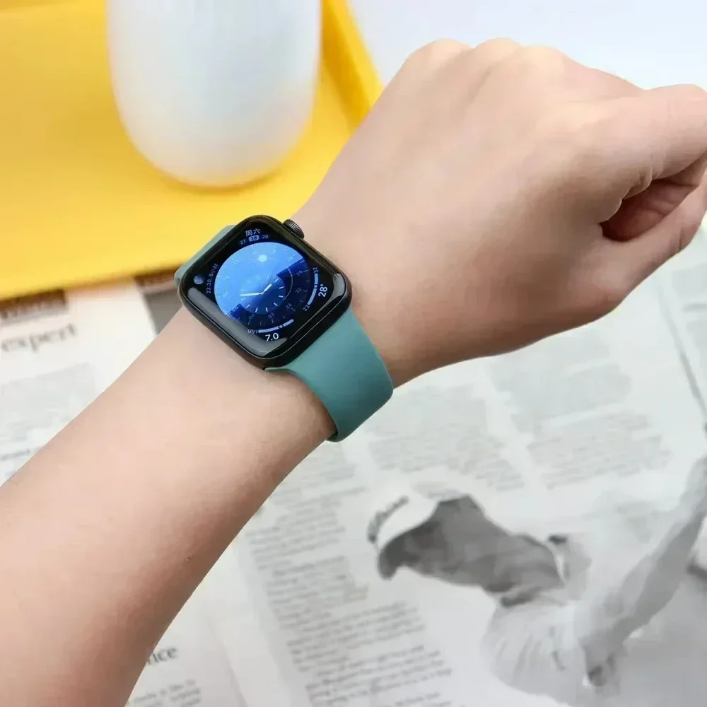حزام السيليكون الأصلي لساعة أبل 38/40/41/42/44/45/46 مللي متر 49 مللي متر سوار ل Iwatch Serie 10 9 7 4 5 6 8 SE Ultra 2 3