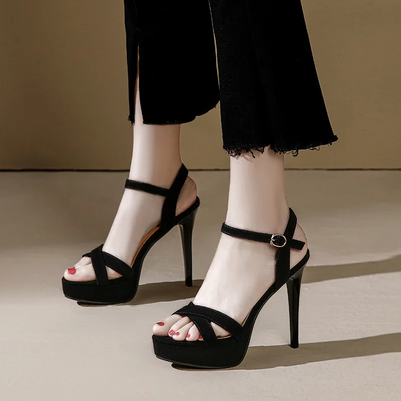 

Brand Elegant Summer Women‘s Sandals Platform Chunky High Heels Fashion Sandals Women Classic Ladies Party Shoes Woman Black