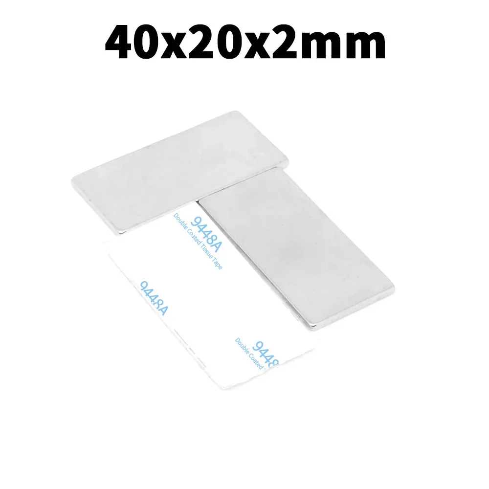 2/5/10/15/20/50PCS 40x20x2mm Block Strong Powerful Magnets With 3M Self - Adhesive 40*20*2 Long Neodymium Magnet Sheet 40x20x2