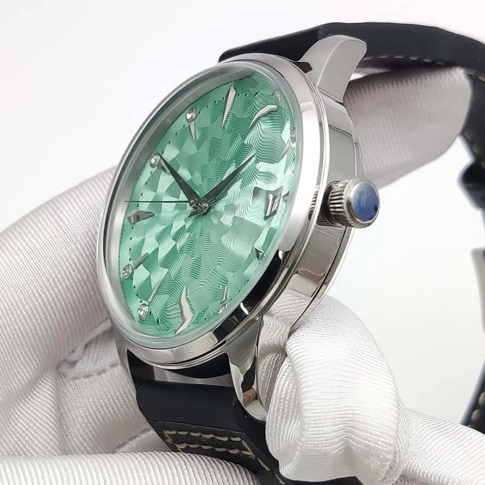 Reloj mecánico automático retro para hombre de 40 mm, 7 colores de esfera estéril, vidrio acrílico, correa de cuero, reloj para hombre