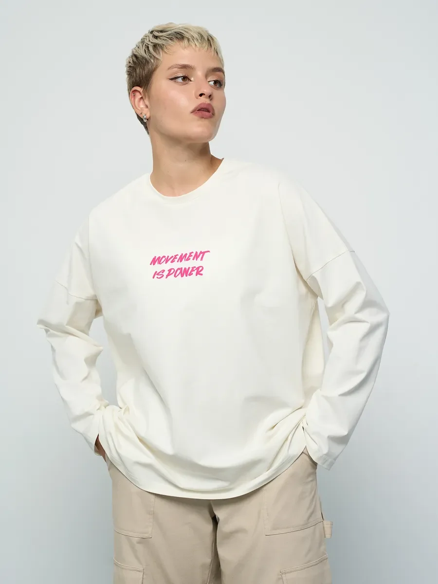 Inner Strength Tiger Back พิมพ์ผ้าฝ้าย 100% เสื้อยืดแขนยาวบางเสื้อกันหนาวหลวมขนาดใหญ่ Streetwear Hip Hop Punk ผู้หญิง