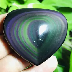 Natural Rainbow Eye Heart Obsidian Cat Eye Polished Quartz Crystal Healing