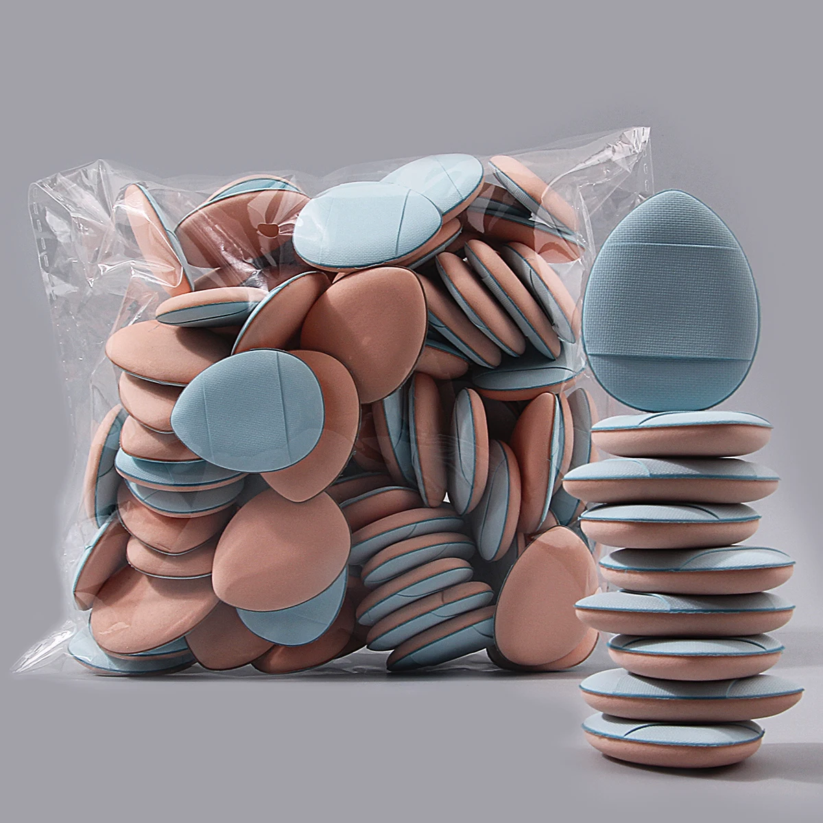 100 peças ferramenta de maquiagem portátil mini almofada sopro de pó, adequado para uso seco e molhado, fácil de manusear sopro de pó facial