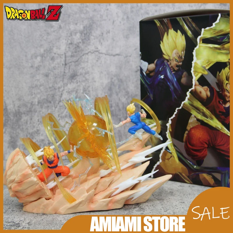 

17cm Dragon Ball Z LED Light Up Goku VS Vegeta Battle Statue Saiyan Rival Figure Anime Collectible Model Birthday Gifts Toys Kid