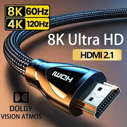 HDMI-Compatible 2.1 Cable Ultra High-speed 8K/60Hz 4K/120Hz For Xiaomi Mi XBox PS5 HDR10+ Dolby Vision 48Gbps HDMI-Compatible 8K