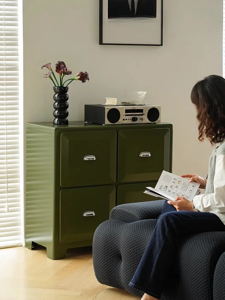 

Retro metal tin cabinet household living room so fa chest cab inet side cabinet storage storage drawer ca binet