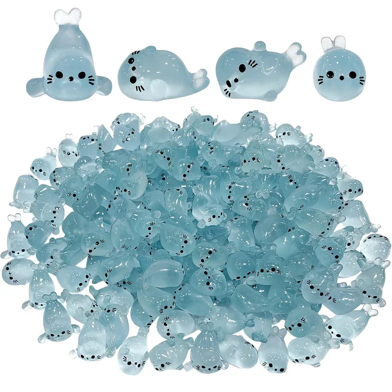 40 قطعة من تماثيل الختم الصغيرة المتوهجة في الظلام، منمنمات حيوانات البحر المضيئة من الراتنج، 4 أنماط لمستلزمات تزيين المنزل اليدوية ذاتية الصنع