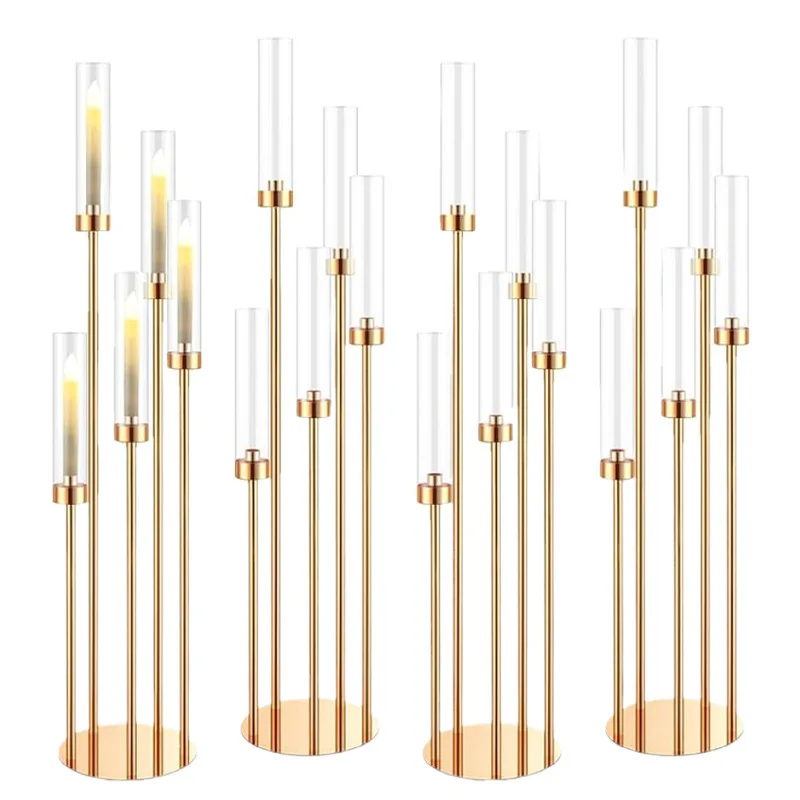 Cross-Border Exclusive Wedding Props Electroplated Iron Art Gold Candlestick For Party Home Wedding And Table Decoration