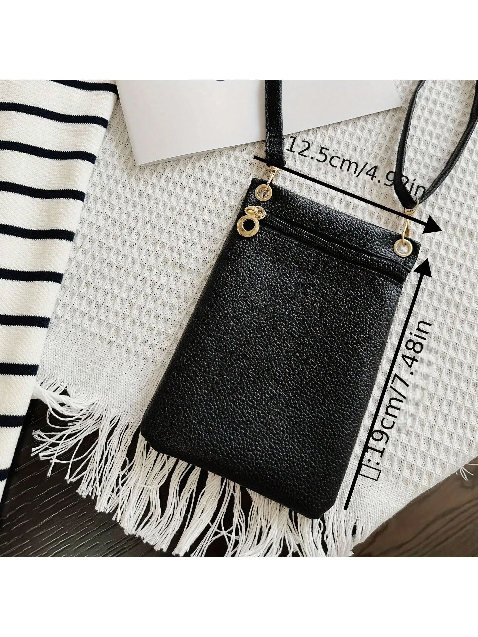Bolsa de celular com padrão de lichia para meninas, bolsa de ombro, bolsa crossbody, bolsa de moedas, bolsa de chave, escolha ideal para presentes