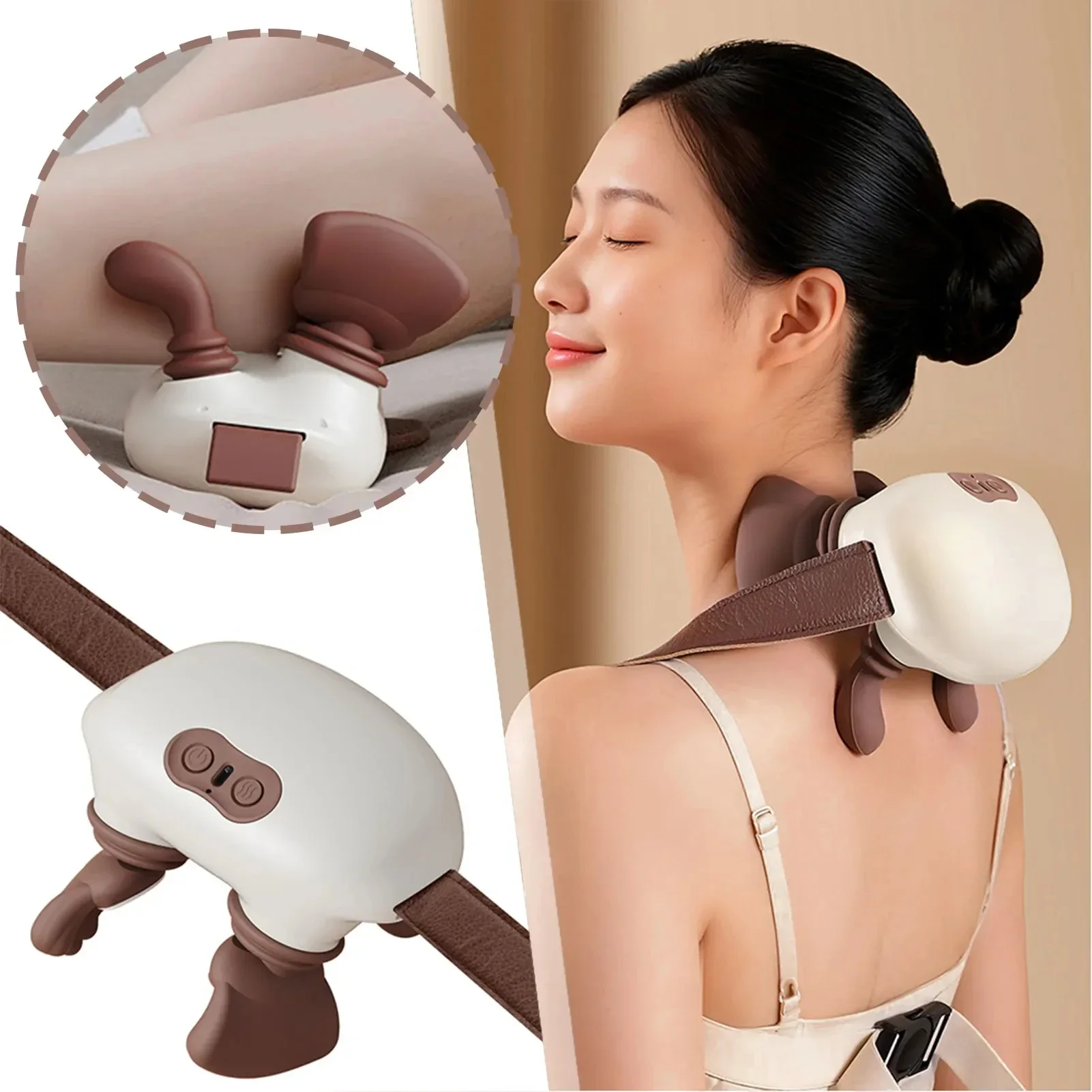 

Bionic Neck Shoulder Massager Heated Back Massagers Electric Kneading Muscles Massage Pillow Neck Waist Leg Body ﻿3-Level Modes