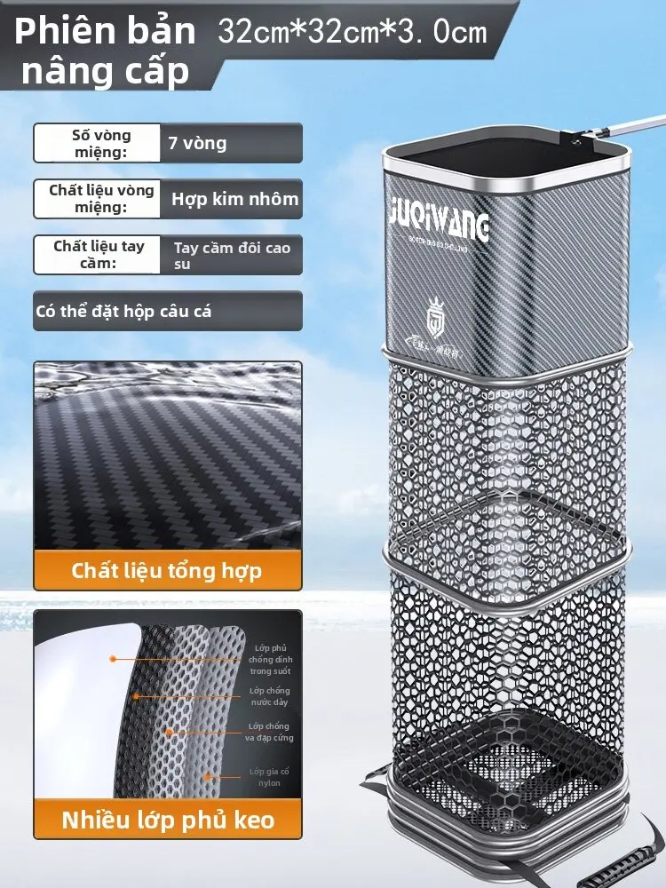 Vỏ Đựng Cá Vuông Di Động Chống Treo Lưới Nhanh Khô Cao Cấp Black Pit Trang Thiết Bị Nhỏ Túi Cá Vỏ Đựng Cá Bằng Lưới