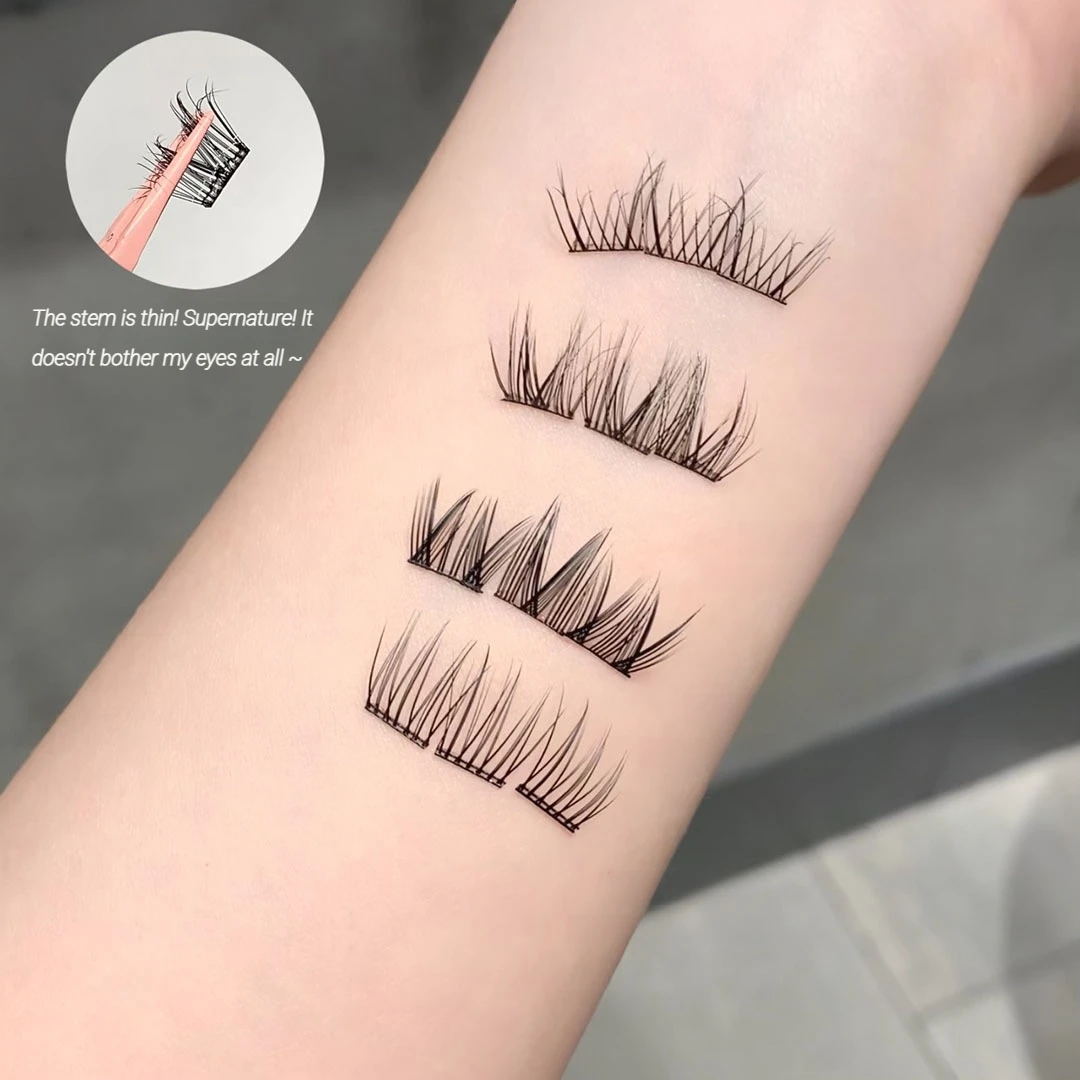 Cappuvini Manga Style Glue Free 5D False Eyelash Natural Curl Upper and Lower Eyelashes