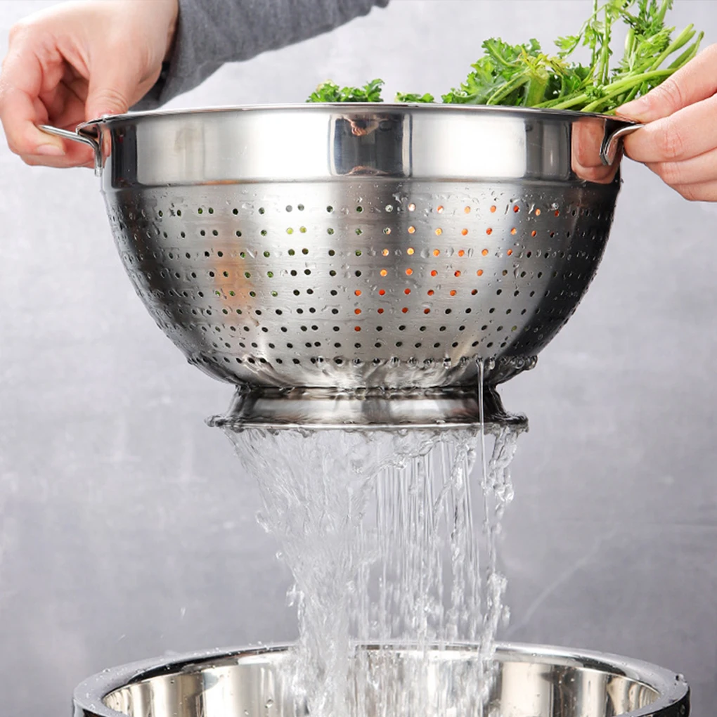 

Metal Strainer Strong Stainless Steel Colander For Kitchen Multi-functional Fruit Basket For Kitchen 18/24/30/36/40cm