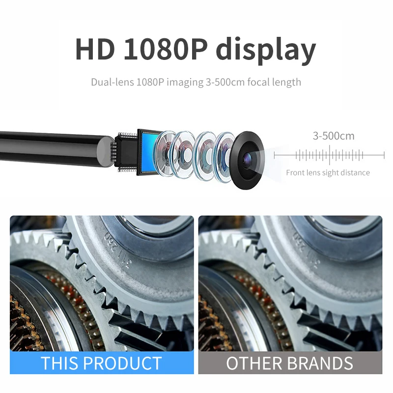 Industrial Endoscope4.5Inch IPS Dual Lens2.0MP Mini Endoscope Camera IP68 Drain Inspection Camera Waterproof 8 LED Wireless WIFI