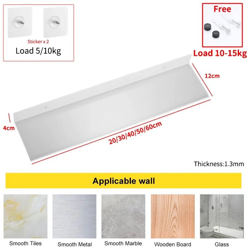 Matt Black Wall Shelf Bathroom Ledge Shower Accessories 20-60cm Modern Kitchen Shower Bath Storage Rack Wholesale Promotion images - 6