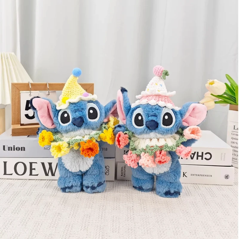 

Оригинальная лицензионная плюшевая игрушка Stitch от Potdemiel Disney, вязаная крючком шапка, цветочный венок, мягкая набивная кукла, подарок для детей и взрослых